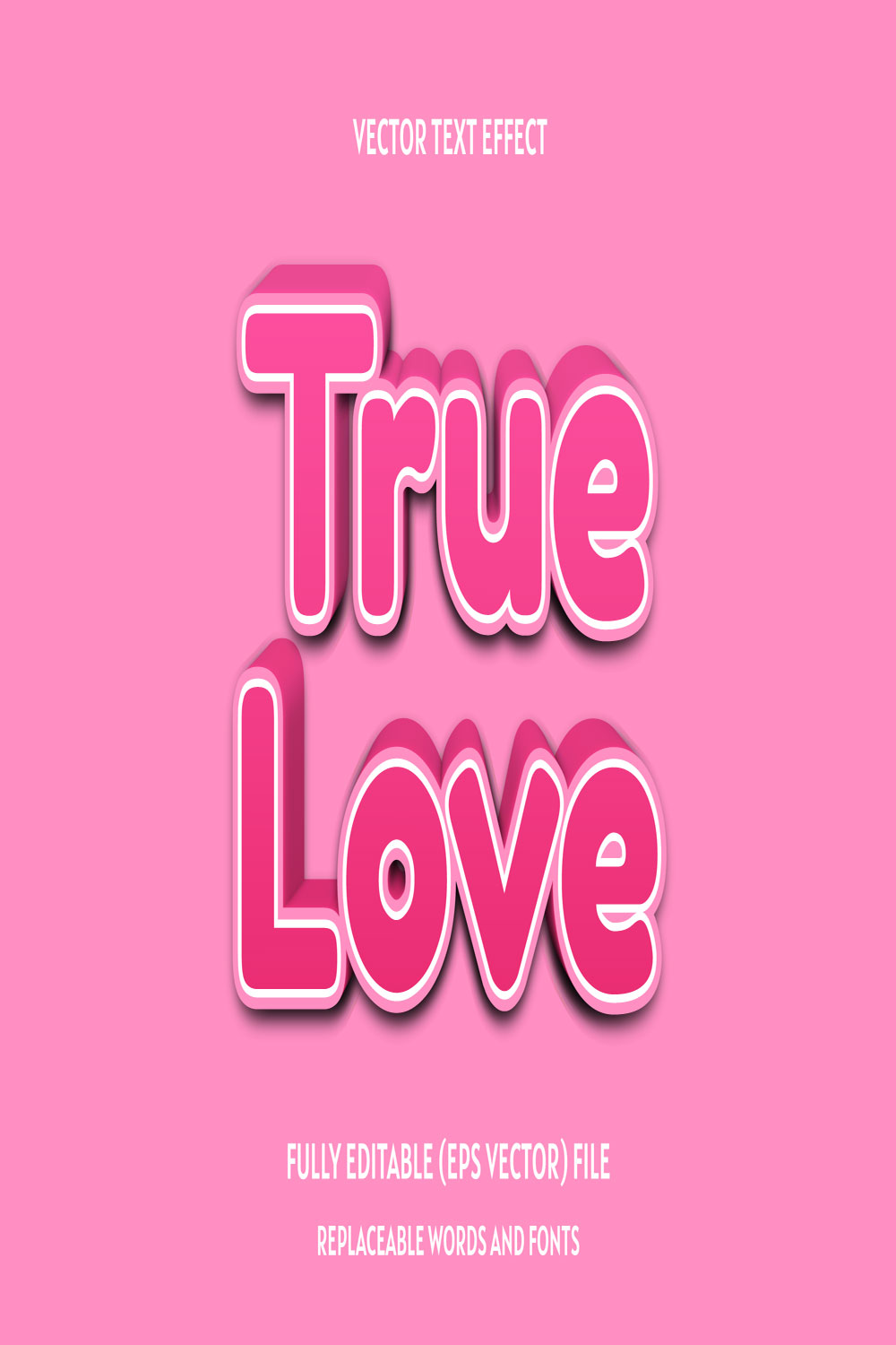 True love 3d text effect editable style pinterest preview image.