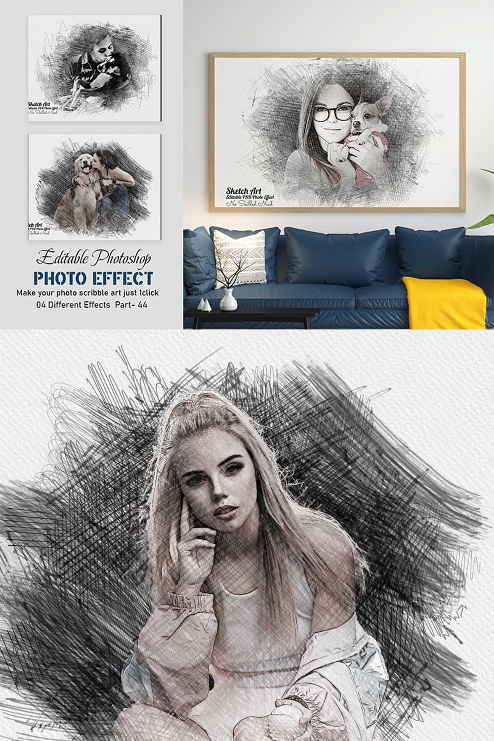 Sketch Art Photo Effect pinterest preview image.