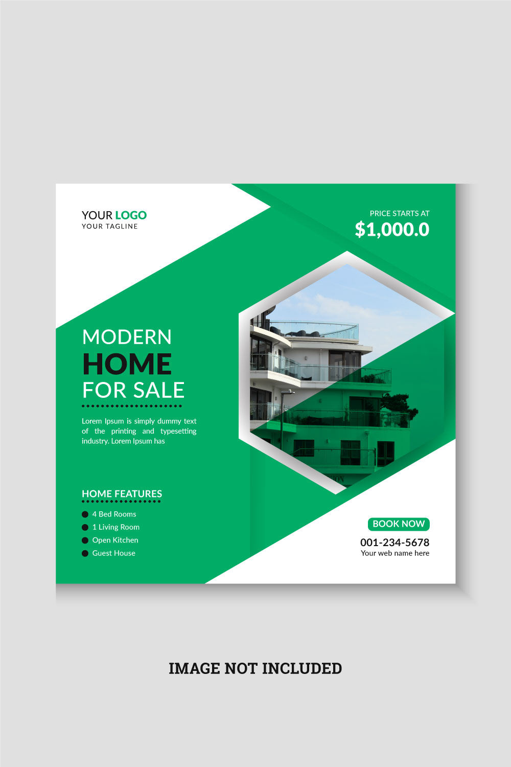 Real estate house property social media post and instagram banner design pinterest preview image.