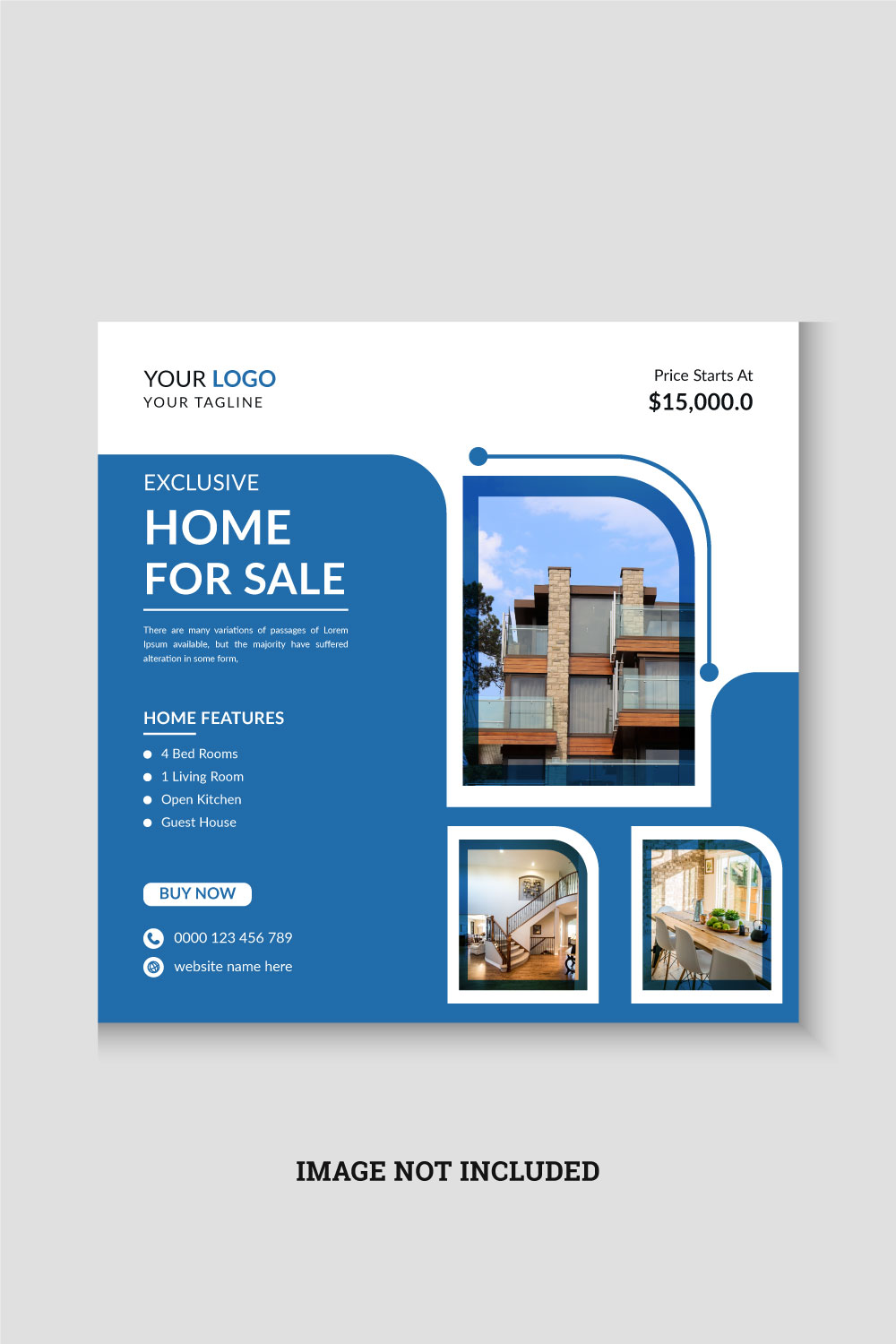 Modern and creative real estate social media post or banner template pinterest preview image.