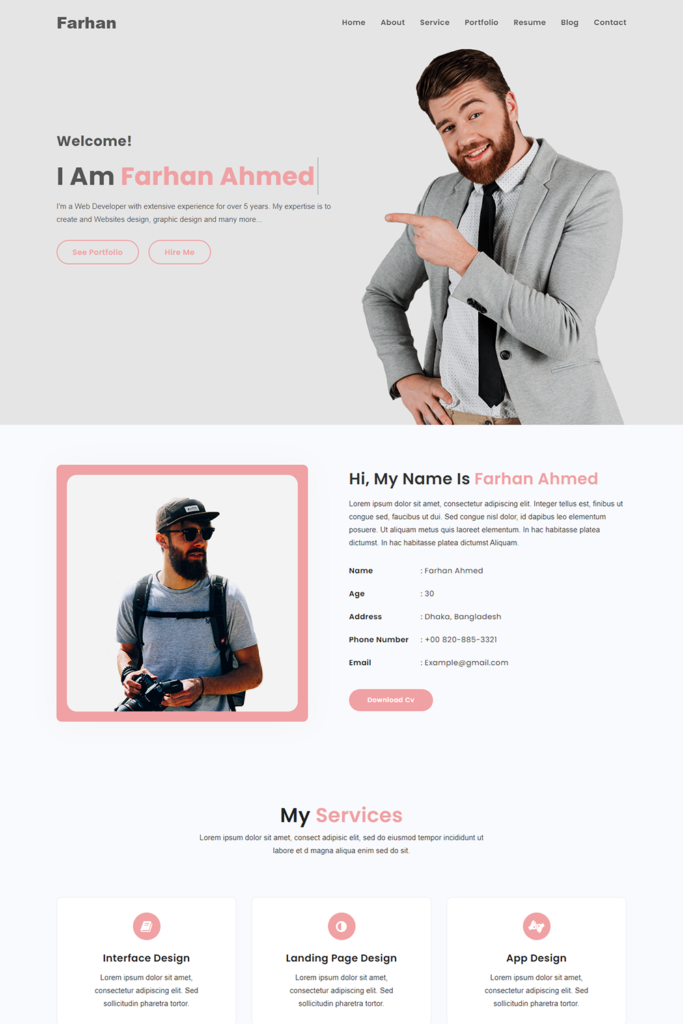 Portfolio Resume HTML Template - MasterBundles