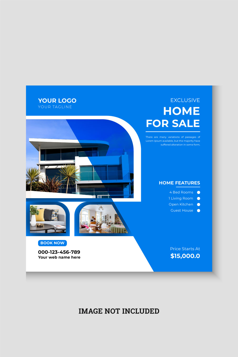 Modern and creative real estate social media post or banner template pinterest preview image.