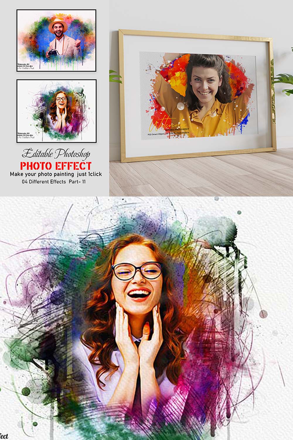 Colorful Editable Photo Effect pinterest preview image.