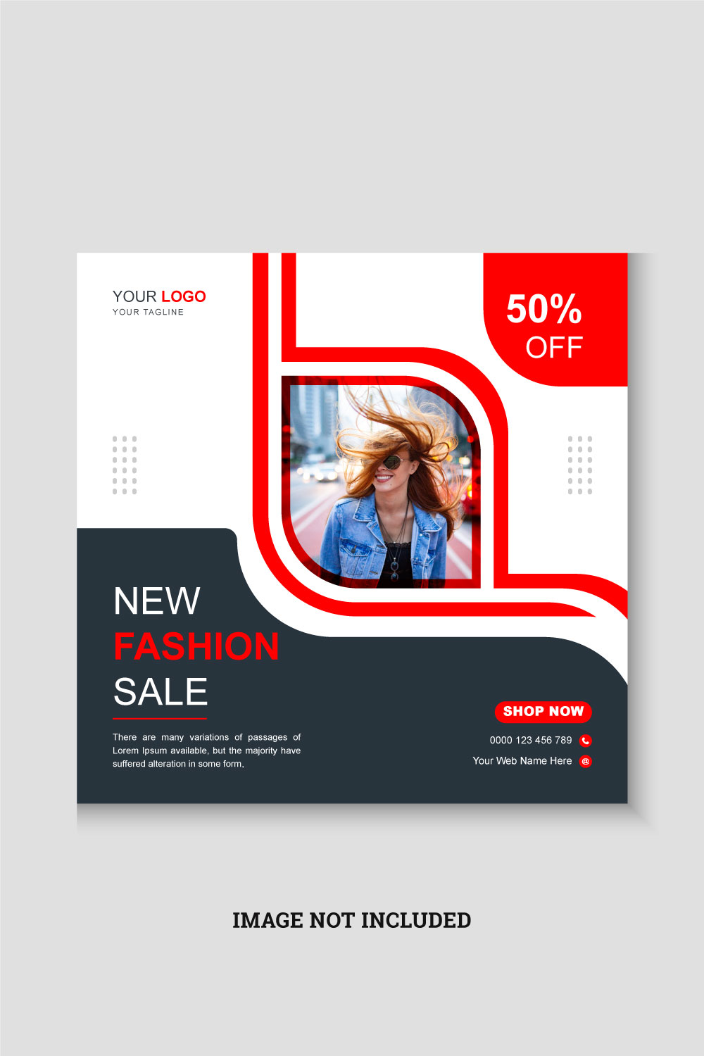 Modern fashion sale social media post and web banner design template pinterest preview image.