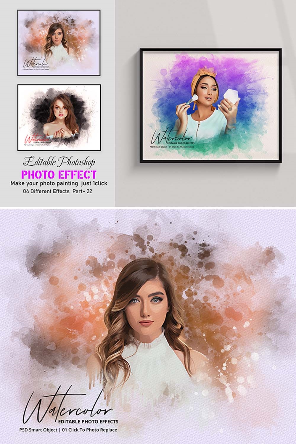 Colorful Photoshop Photo Effect pinterest preview image.