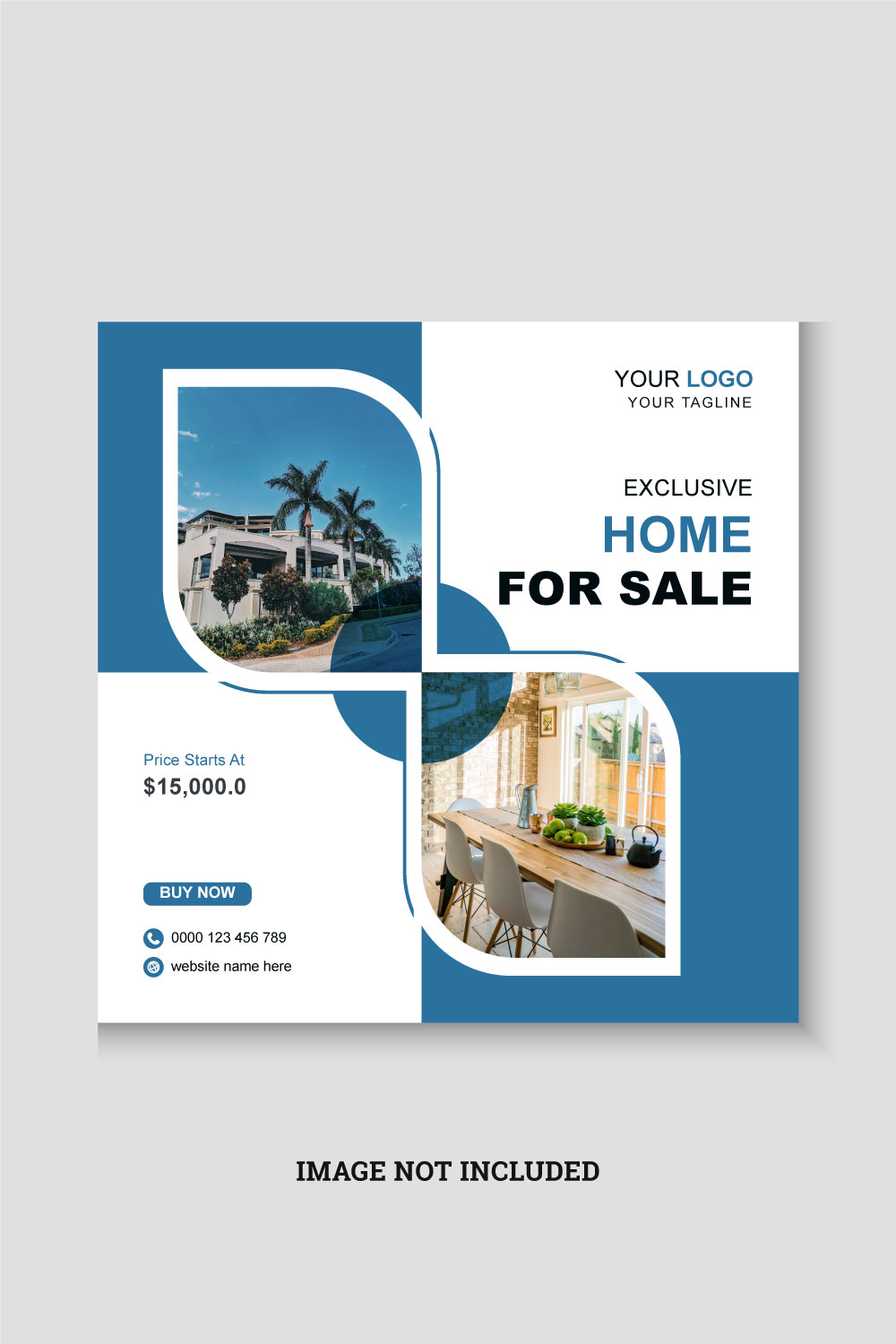 Modern and creative real estate social media post or banner template pinterest preview image.