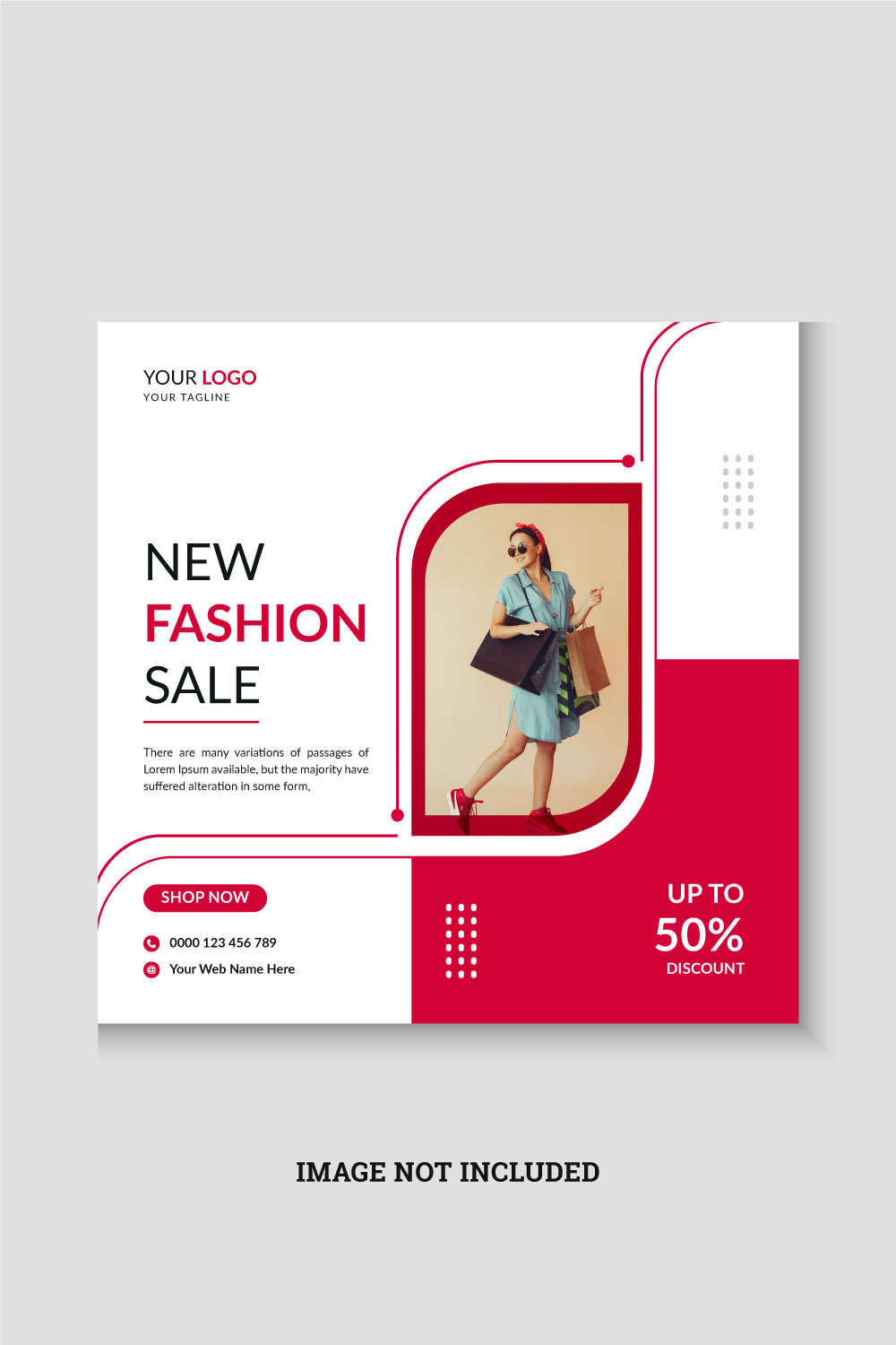 Modern fashion sale social media post and web banner design template pinterest preview image.
