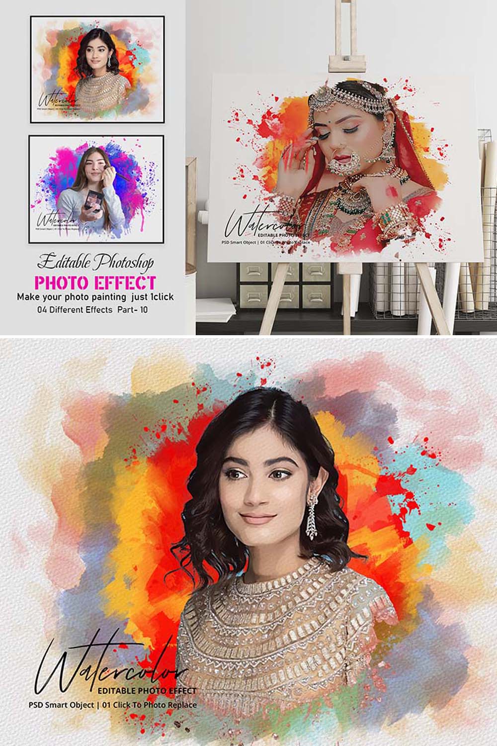 Colorful Photoshop Painting Effect pinterest preview image.