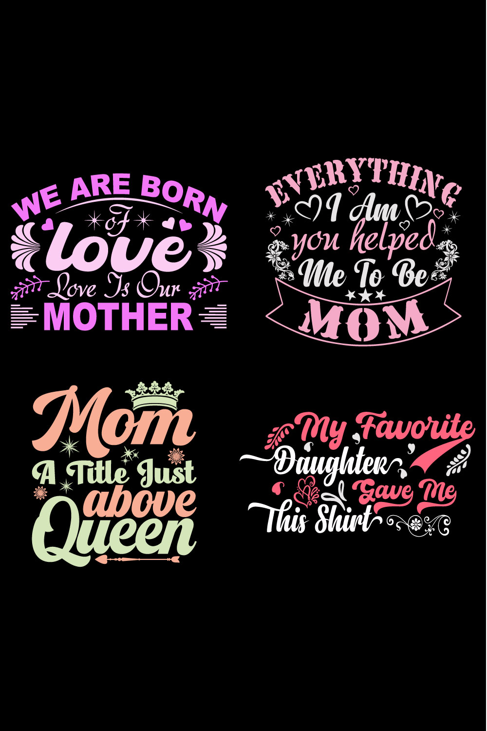 Mother’s Day T-Shirt Design Bundle pinterest preview image.