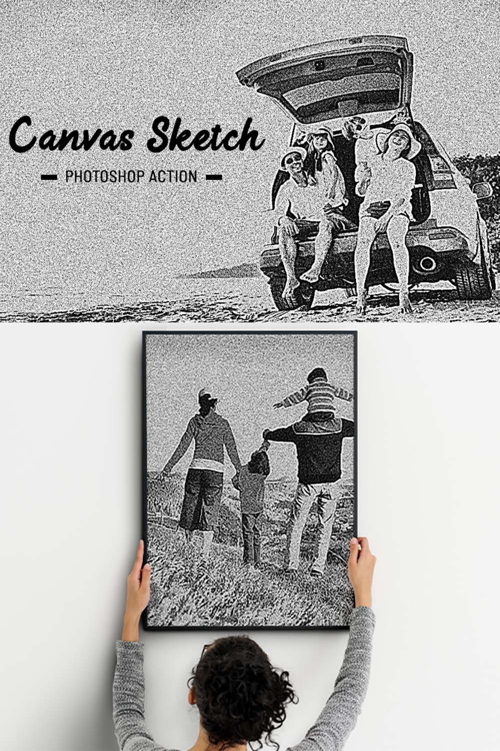 Canvas Sketch Photoshop Action pinterest preview image.