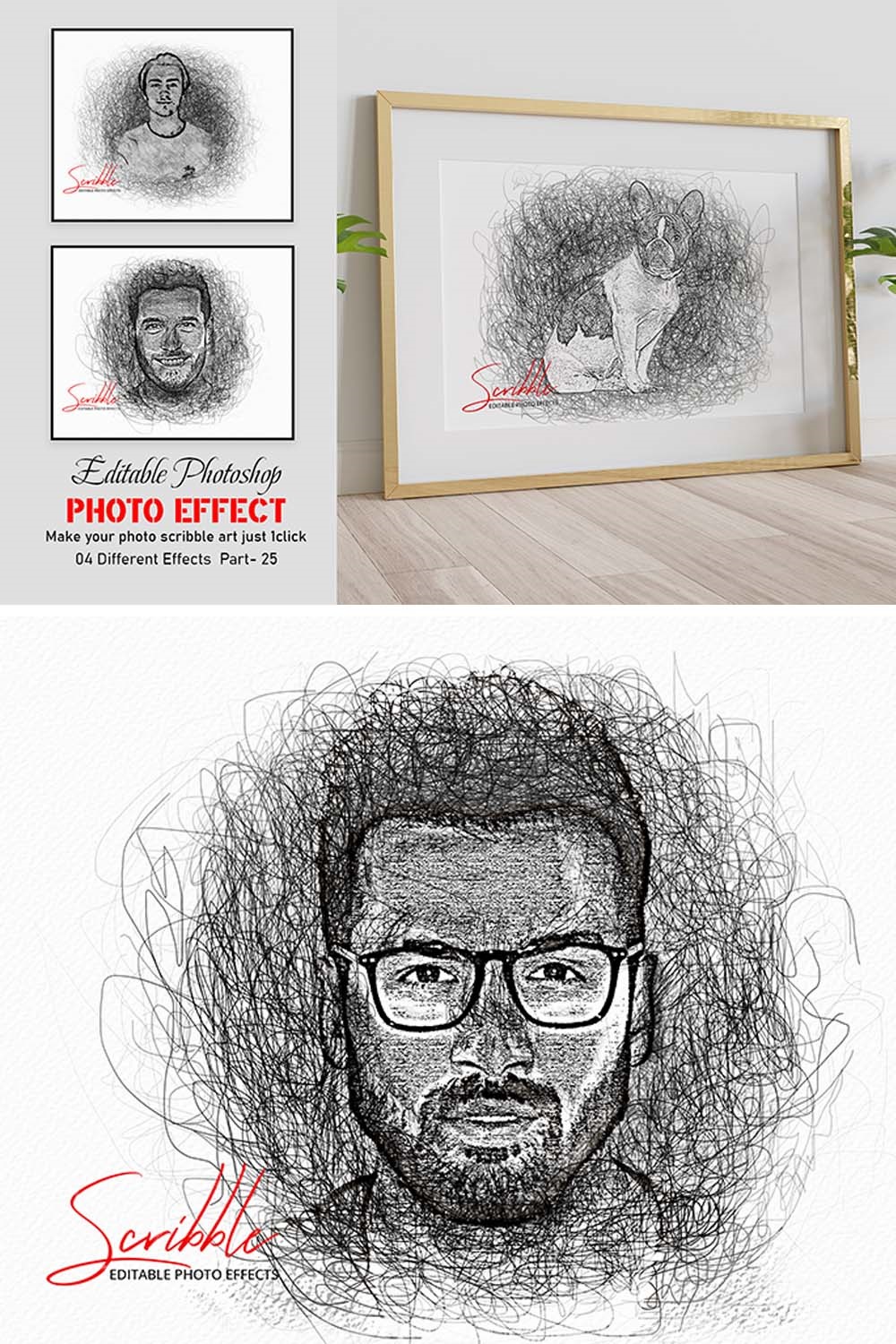 Scribble Art Photo Effect pinterest preview image.
