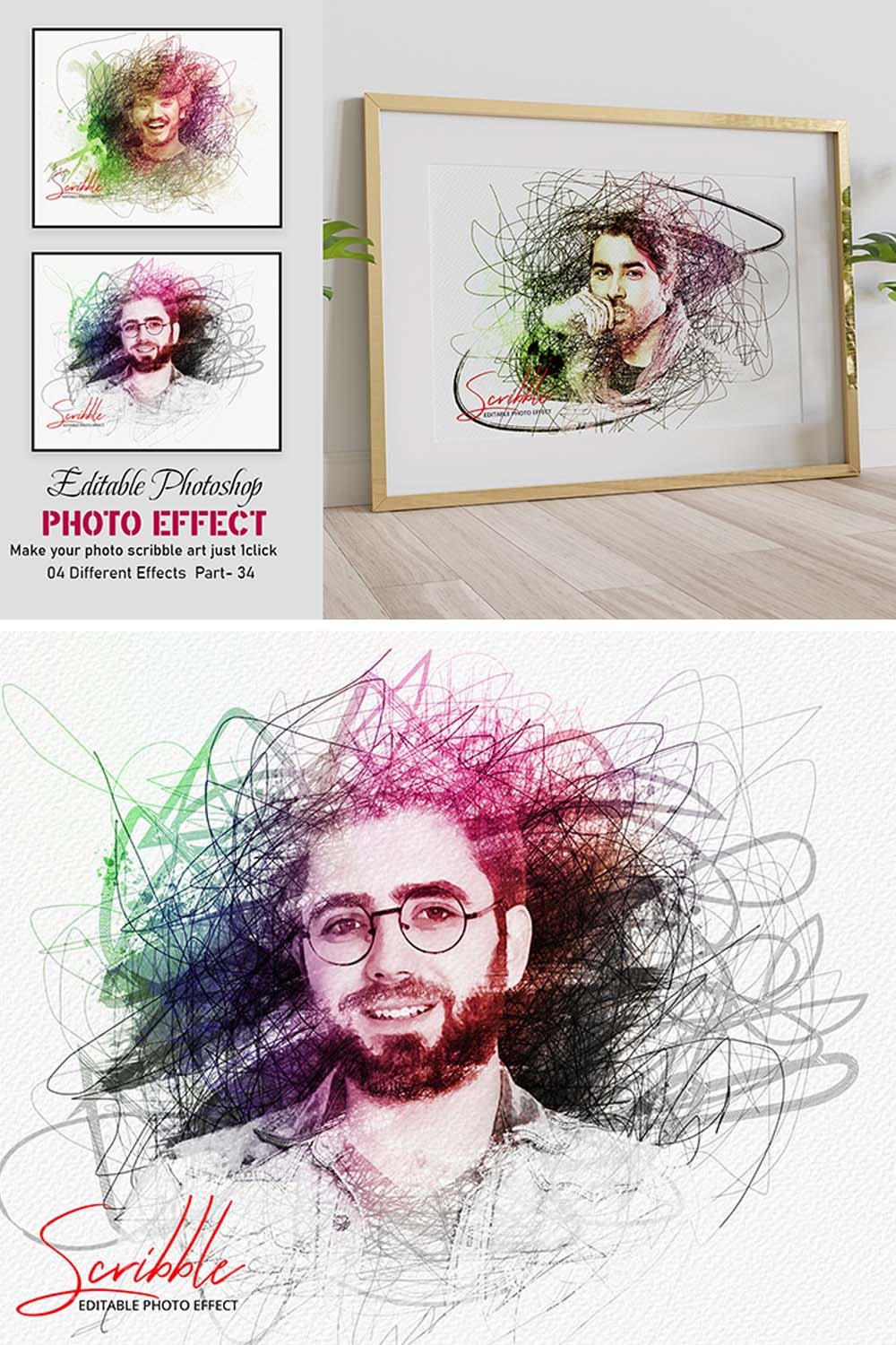 Colorful Photo Effect Scribble Art pinterest preview image.