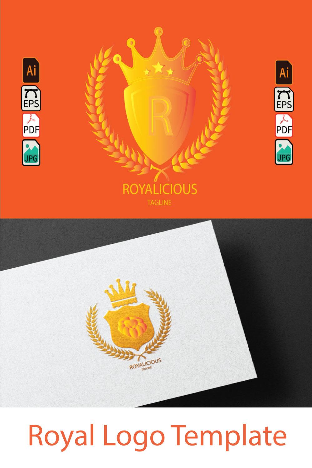 Royal Logo Template Design pinterest preview image.