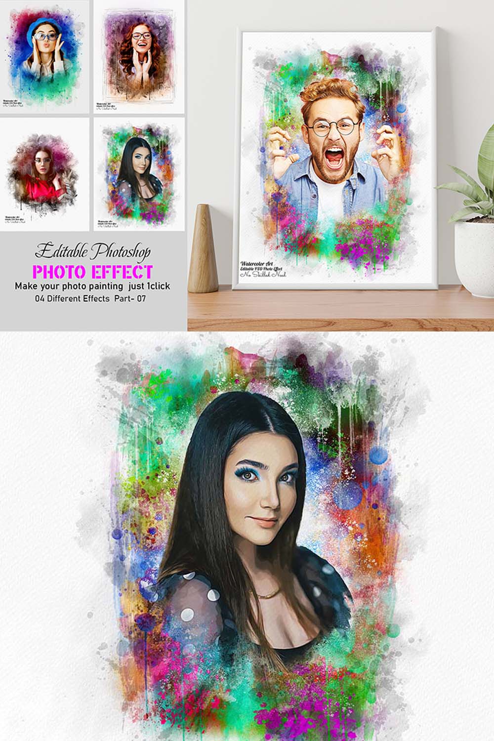 Colorful Painting Photoshop Effect pinterest preview image.