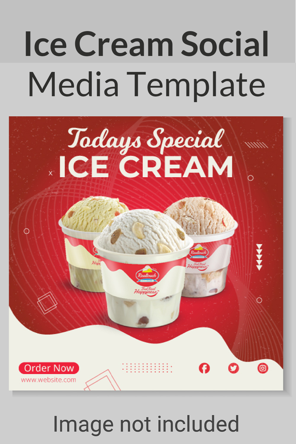 ice cream concept social media post template pinterest preview image.