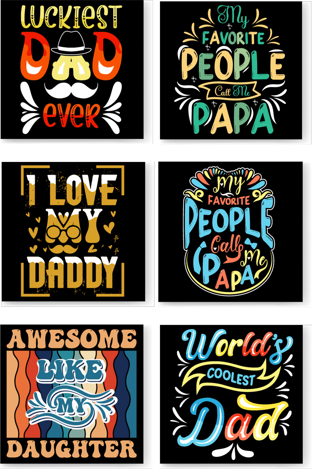 Father's day t-shirt design bundle, Dad t-shirt design, papa t shirt pinterest preview image.