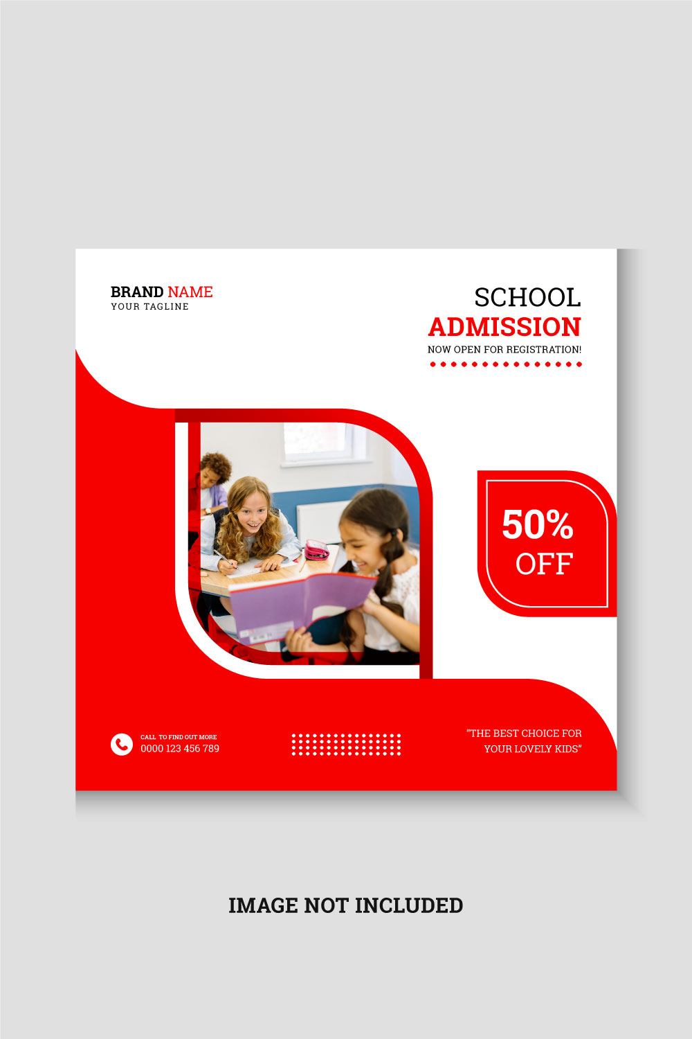 School admission square banner or social media post design template pinterest preview image.