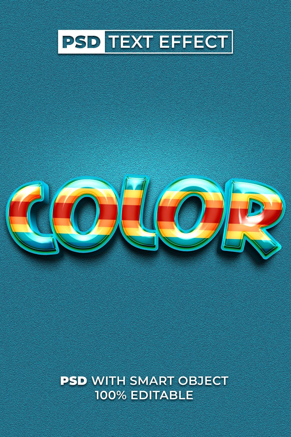 PSD 3D Color Text Effect Colorful Style pinterest preview image.