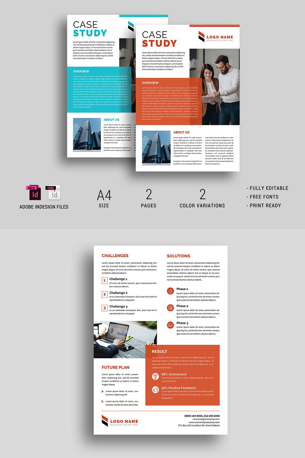 Business Case Study Template pinterest preview image.