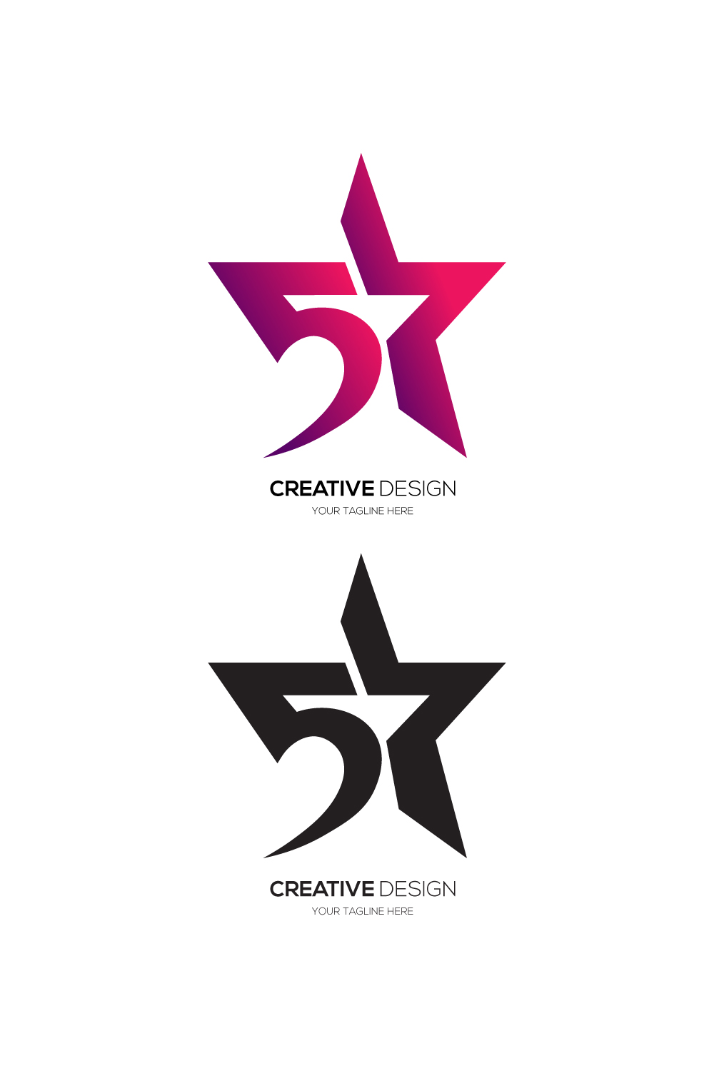 Modern letter 5-star imaginative shape logo pinterest preview image.