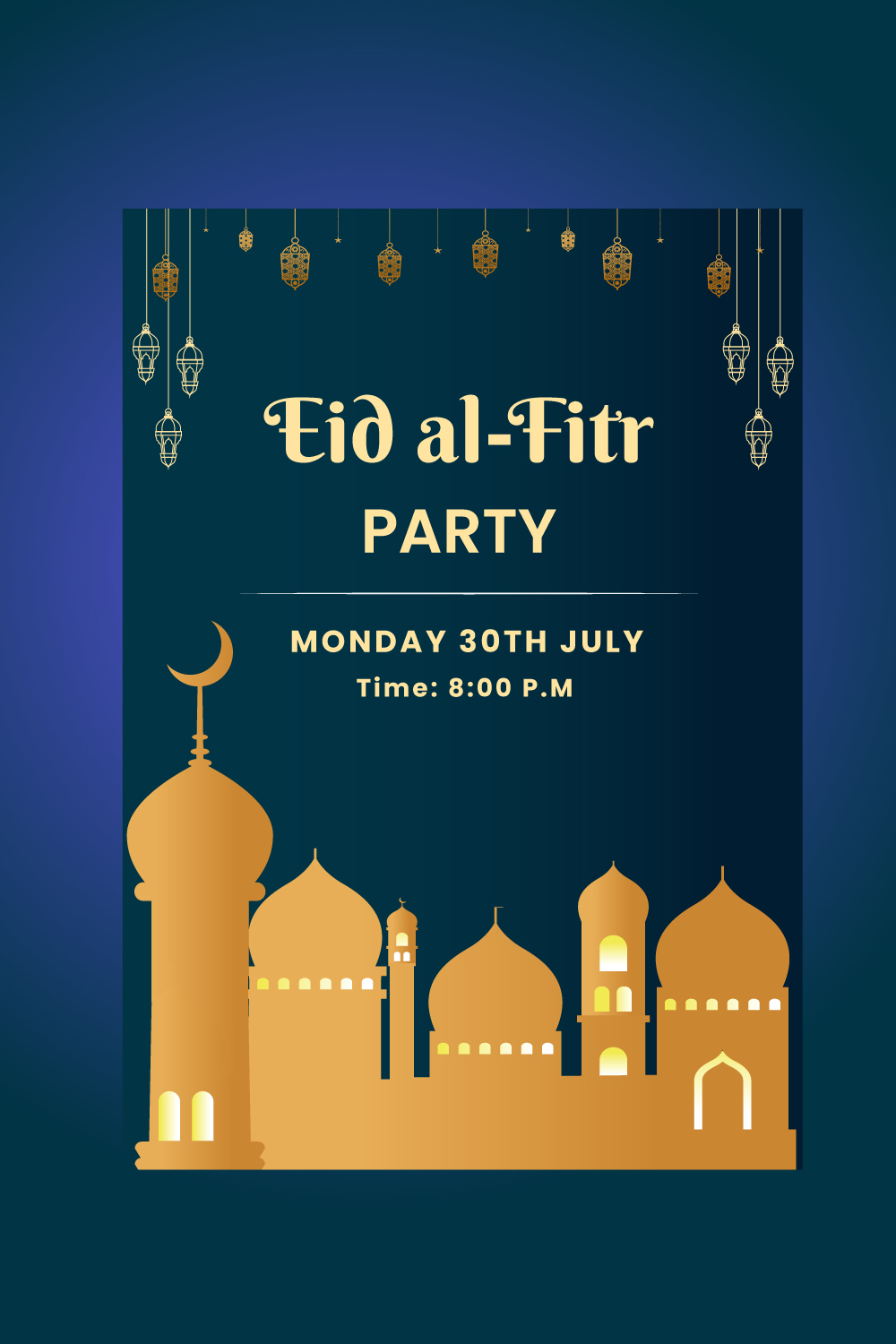 Eid Al-Fitr party Flyer pinterest preview image.