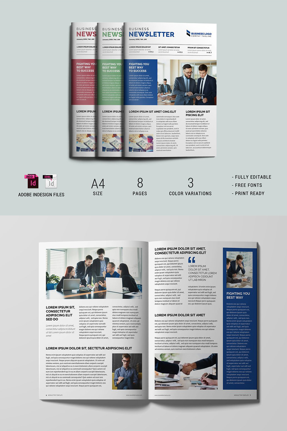 Business Newsletter Template pinterest preview image.