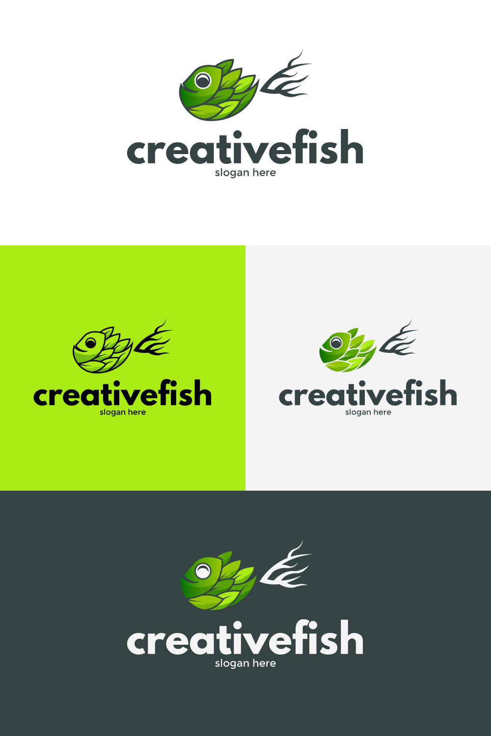 creative fish logo design pinterest preview image.