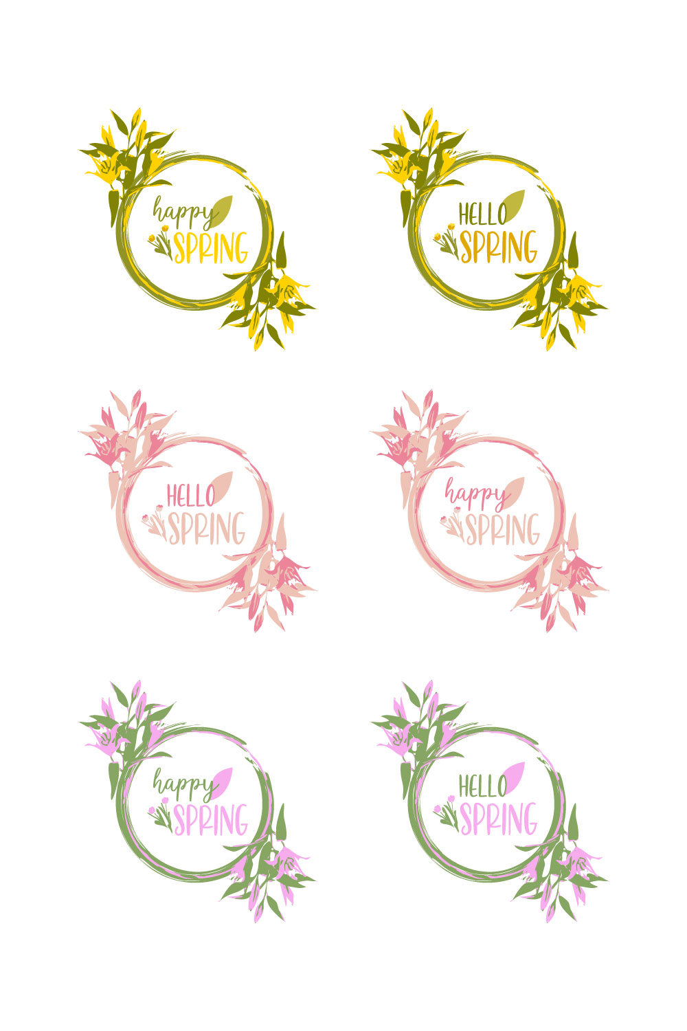 set of hello spring with flower decorative collection vector pinterest preview image.