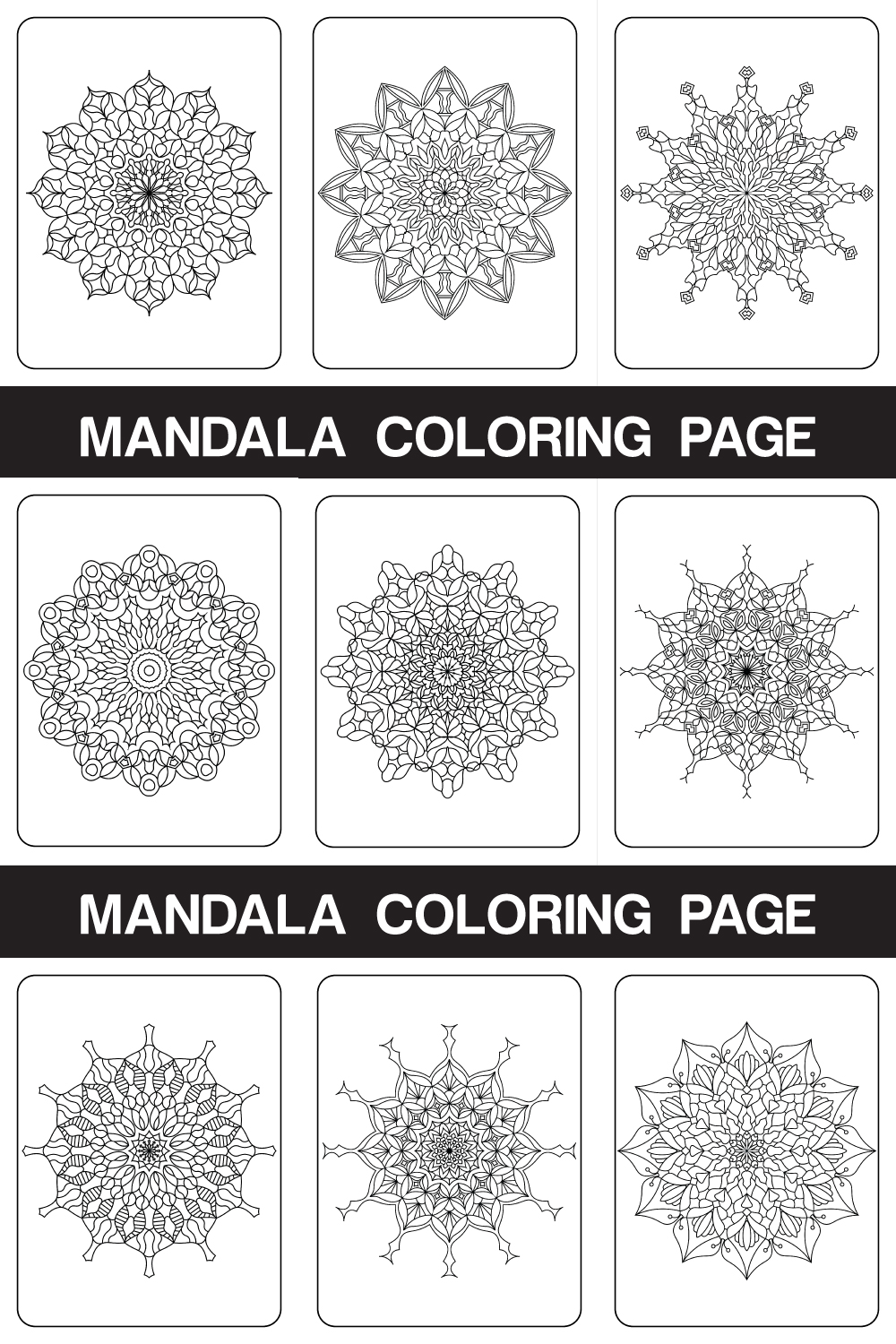 Luxury mandala design And Coloring page pinterest preview image.