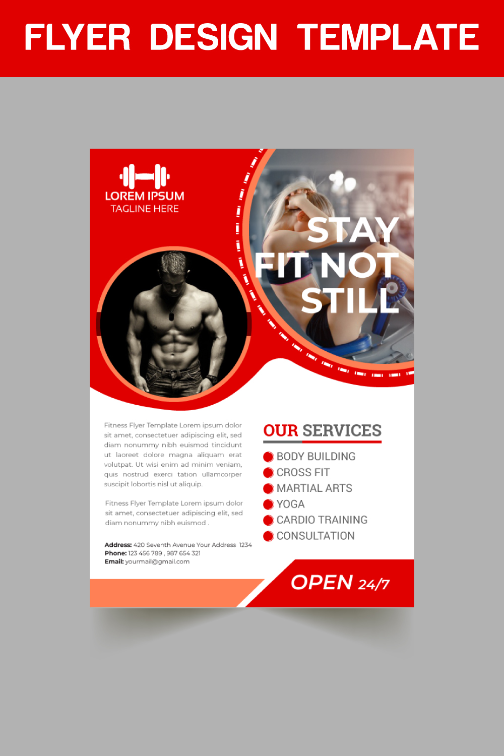 Fitness Flyer Template pinterest preview image.