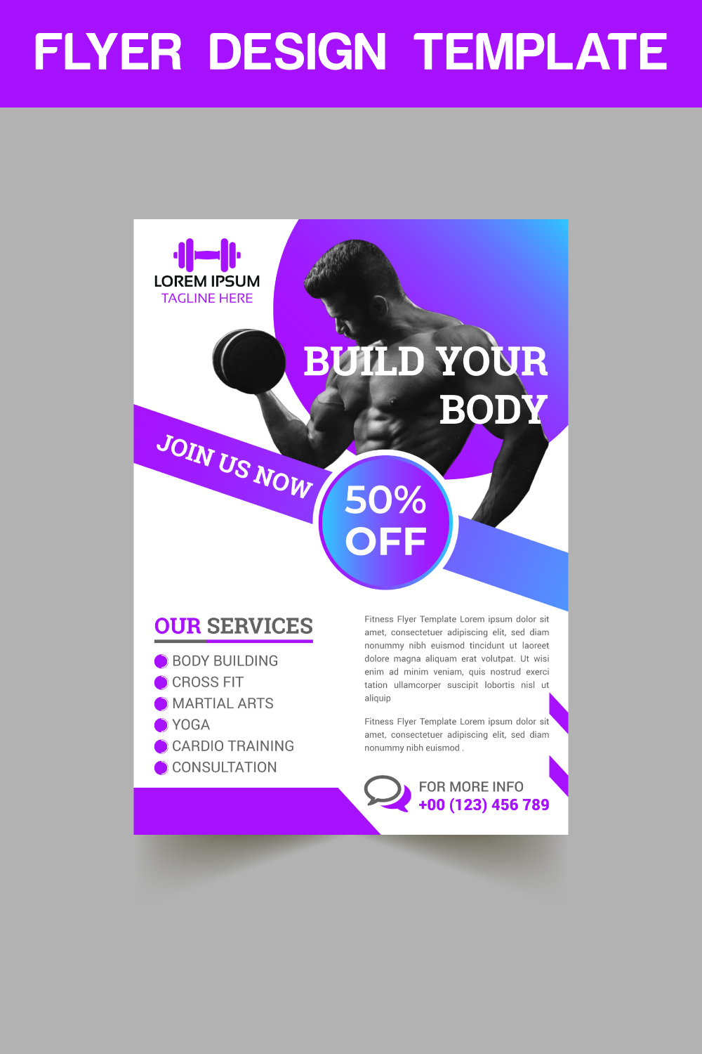 Gym Flyer Template pinterest preview image.