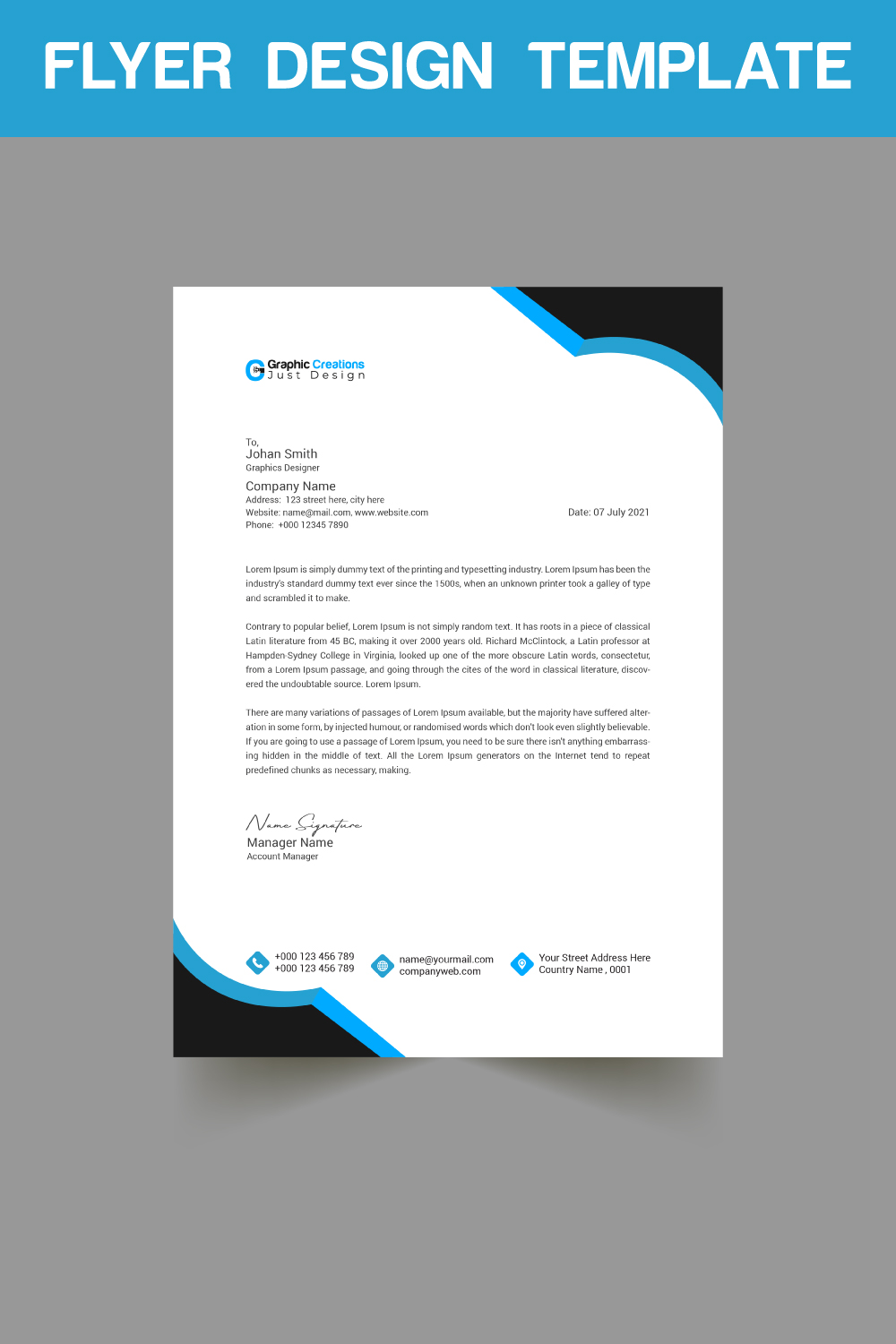 Letterhead Design Template pinterest preview image.