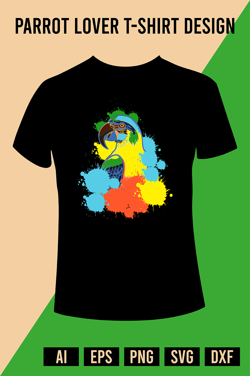 Parrot Lover T-Shirt Design pinterest preview image.