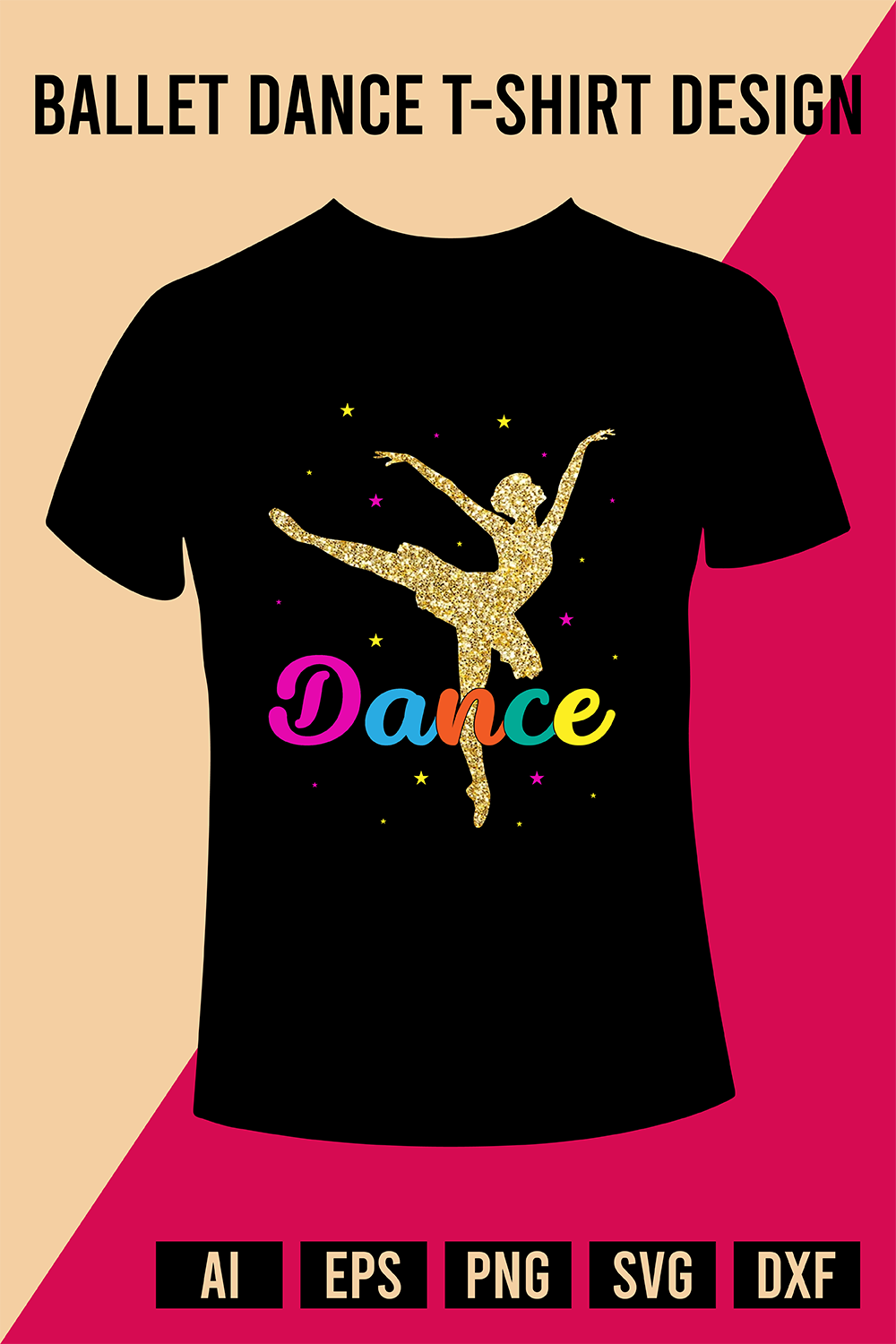 Ballet Dance T-Shirt Design pinterest preview image.