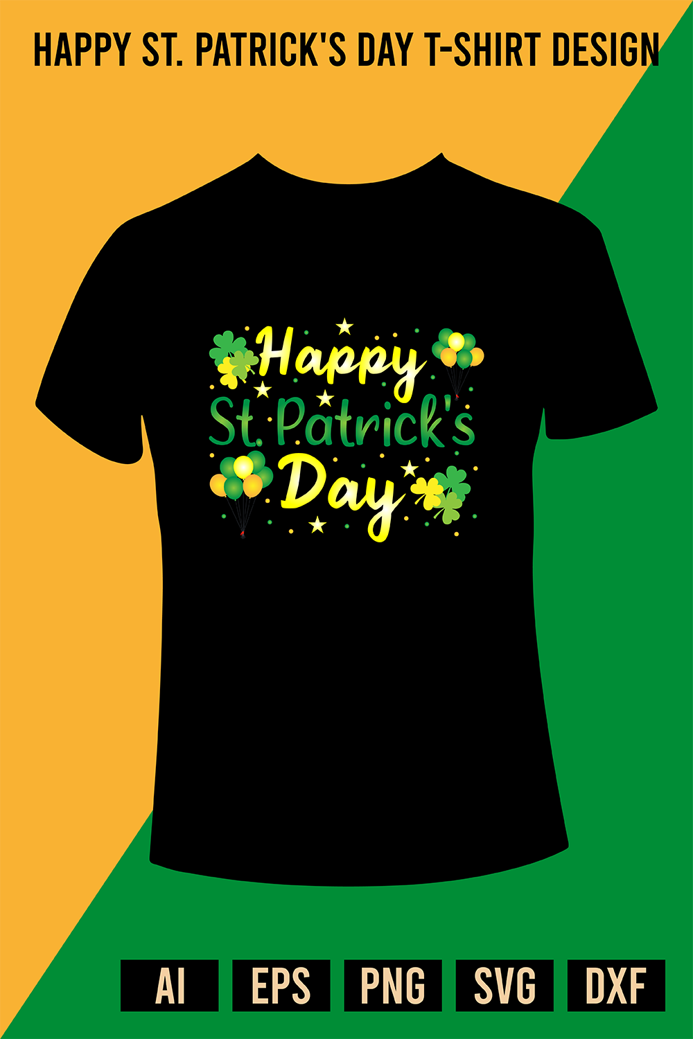 Happy St Patrick's Day T-Shirt Design pinterest preview image.