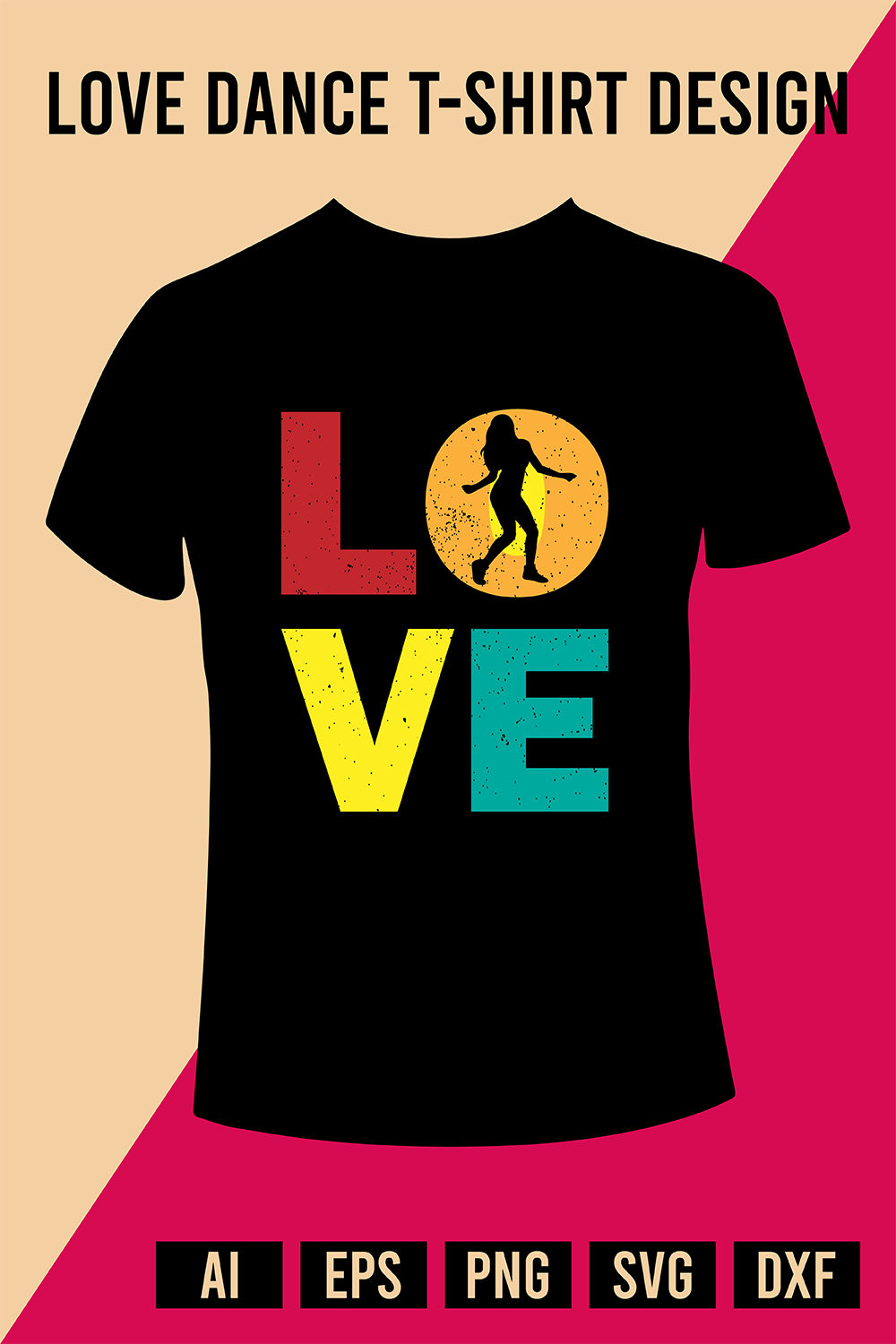 Love Dance T-Shirt Design pinterest preview image.