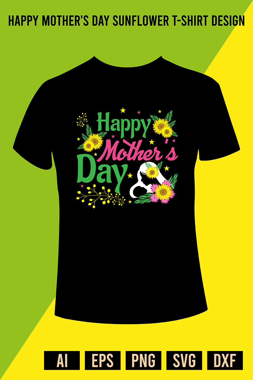 Happy Mother's Day T-Shirt Design pinterest preview image.