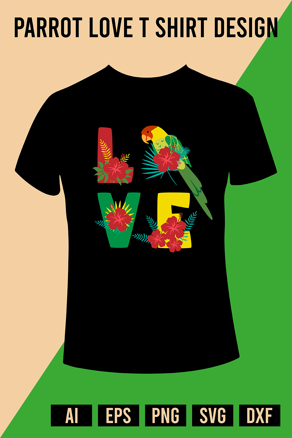 Macaw Love T Shirt Design pinterest preview image.