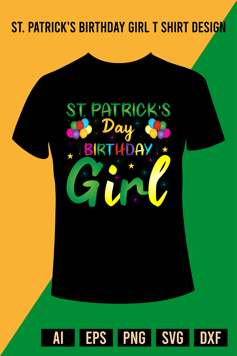 St Patrick's Birthday Girl T Shirt Design pinterest preview image.