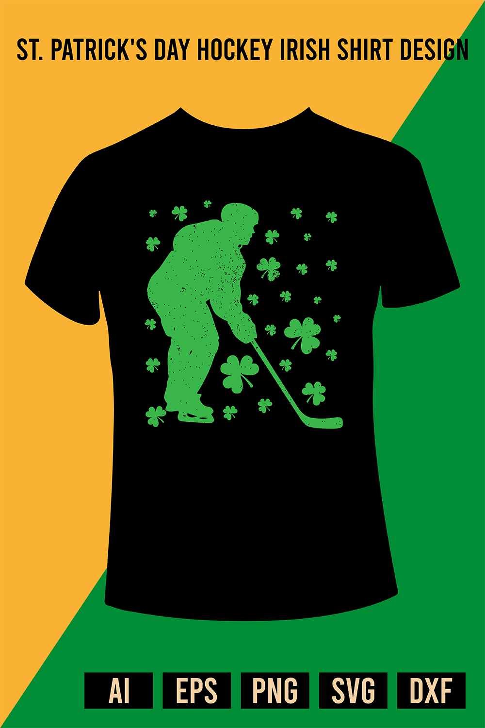 St Patrick's Day Hockey Irish Shirt Design pinterest preview image.
