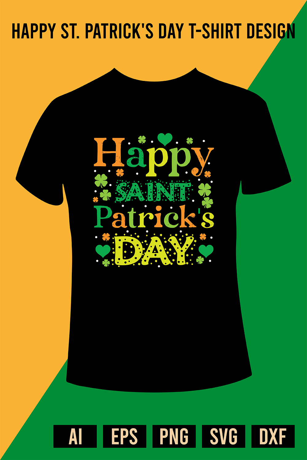 Happy St Patrick's Day T Shirt Design pinterest preview image.