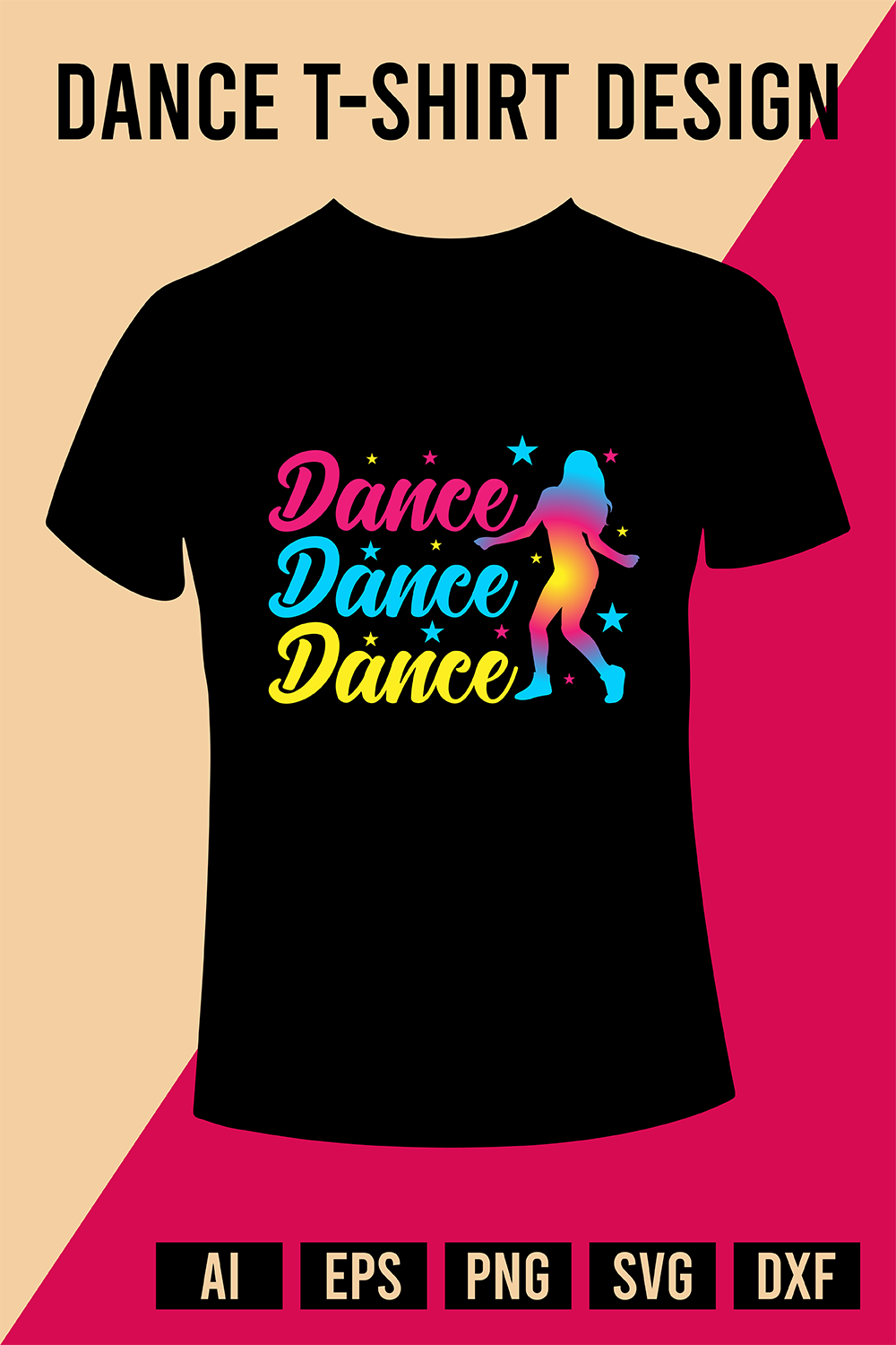 Dance T-Shirt Design pinterest preview image.