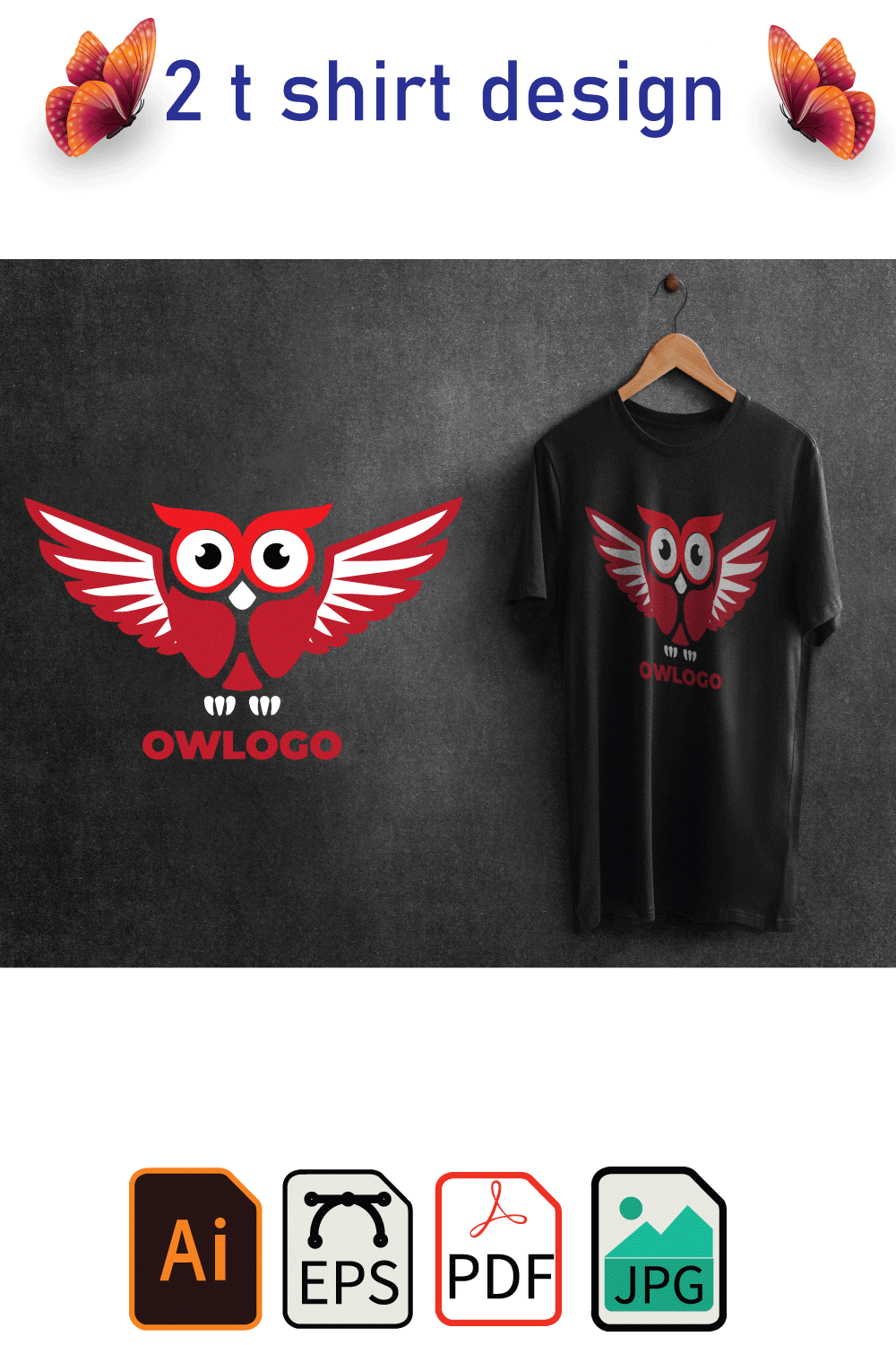 2 Owl T shirt Design pinterest preview image.