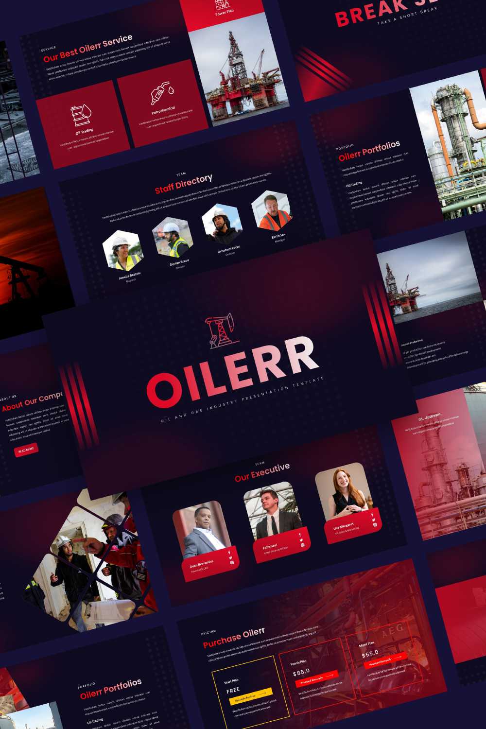 Oilerr-Oil and Gas Industry Presentation PowerPoint Template pinterest preview image.