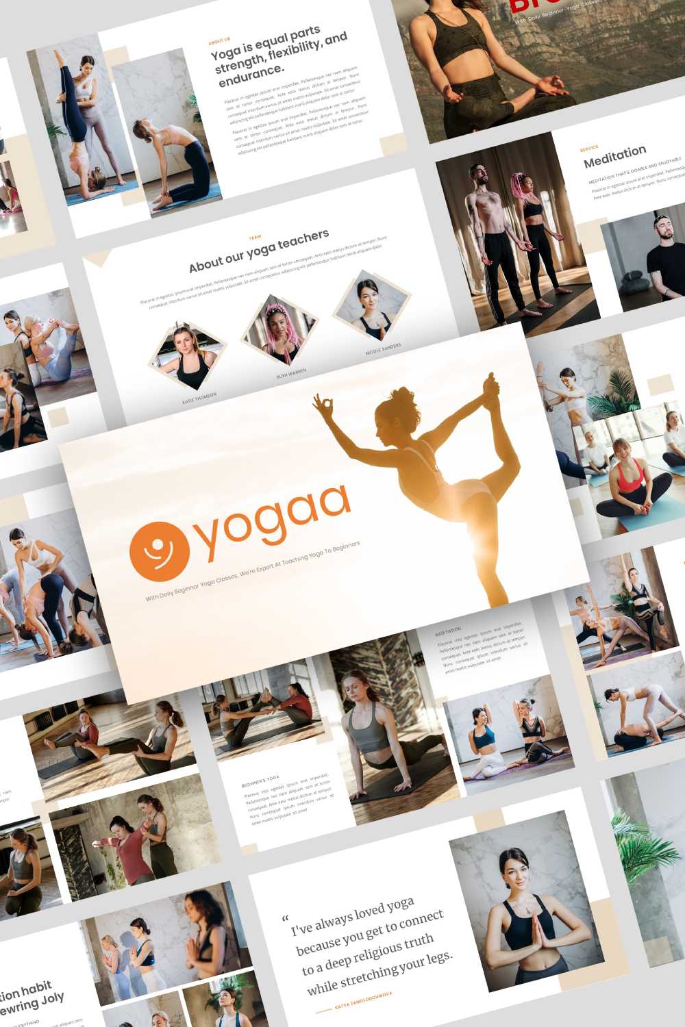 Yogaa - Yoga Presentation Google Slides Template pinterest preview image.