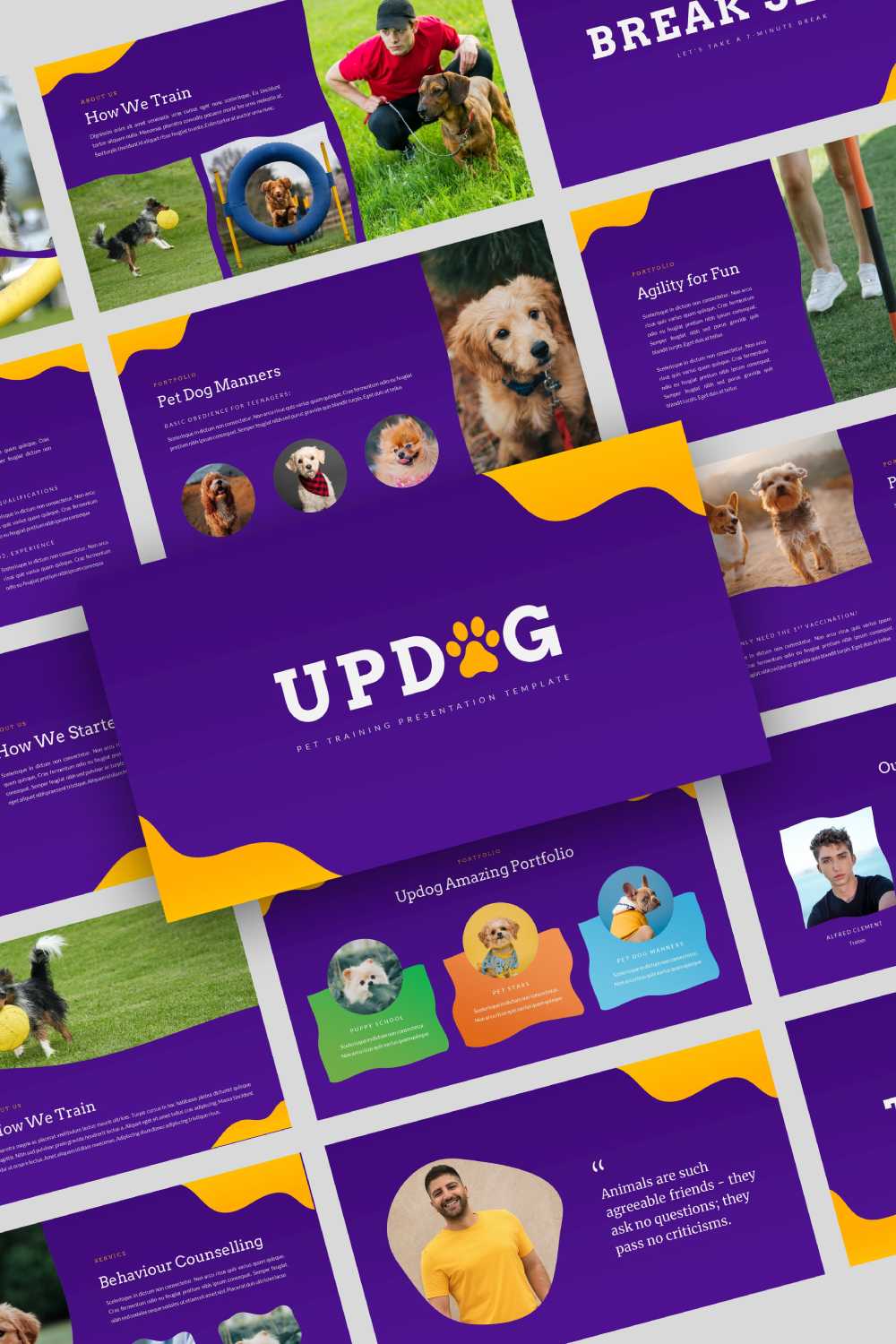 Updog - Pet Training Google Slides Presentation Template pinterest preview image.