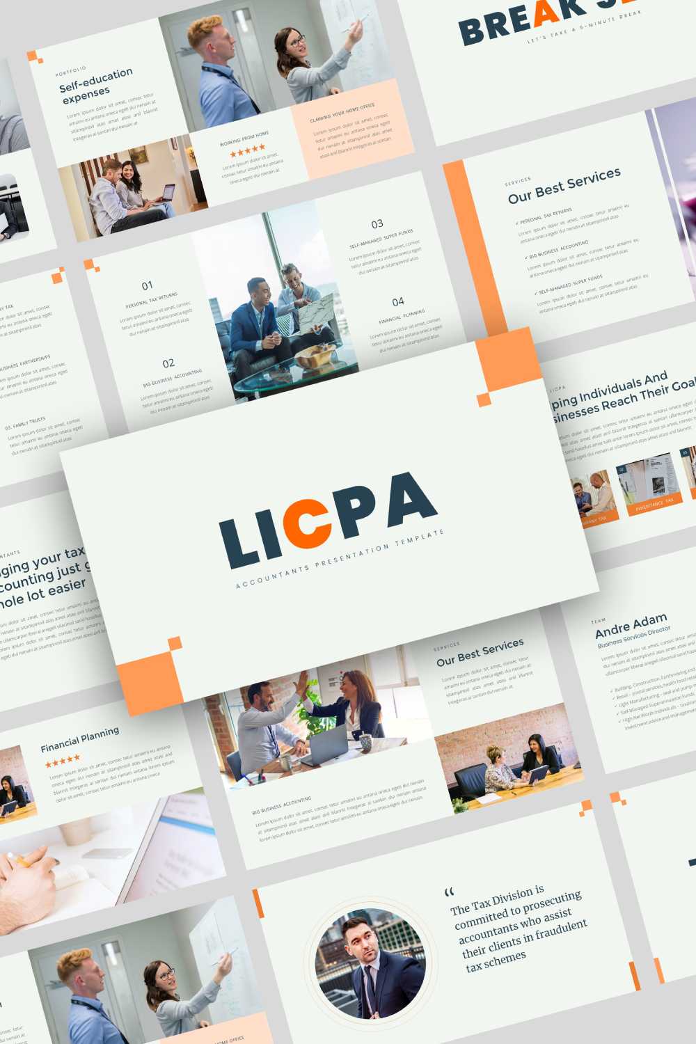 Licpa - Accountants Presentation Google Slides Template pinterest preview image.