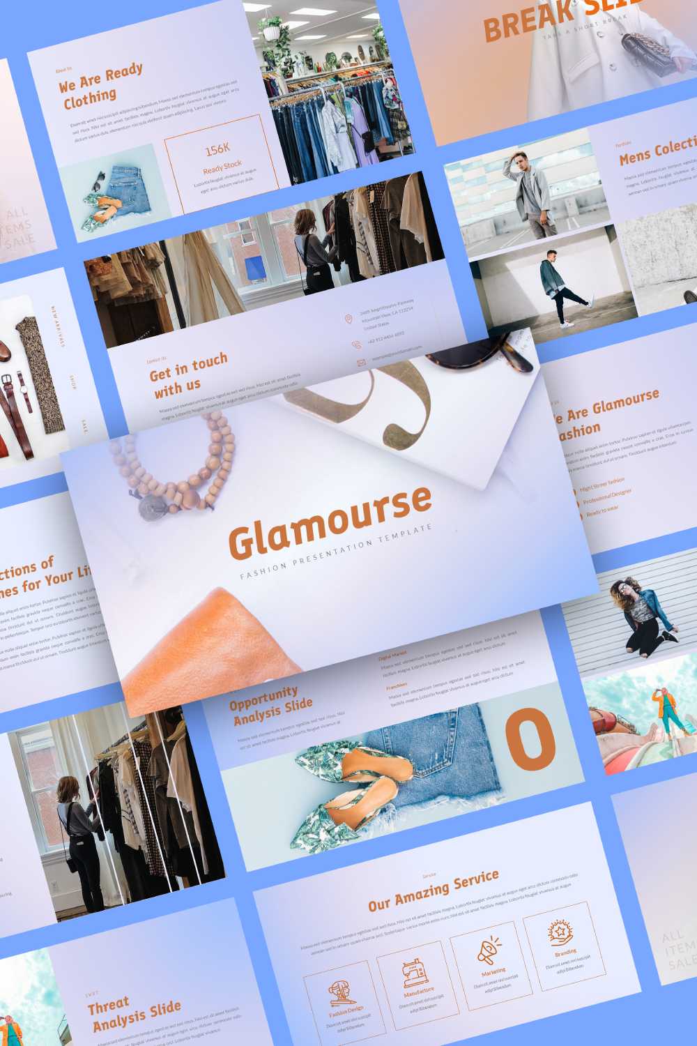 Glamourse - Fashion Google Slides Presentation Template pinterest preview image.