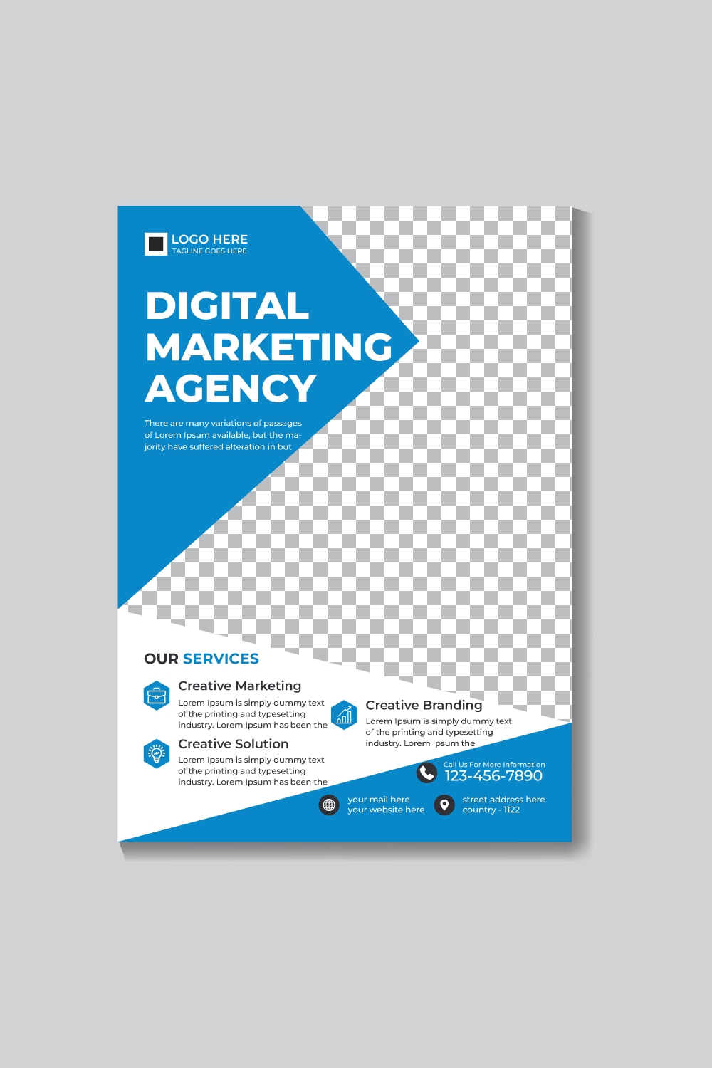 Corporate Creative Modern Marketing Business Flyer Design Template pinterest preview image.