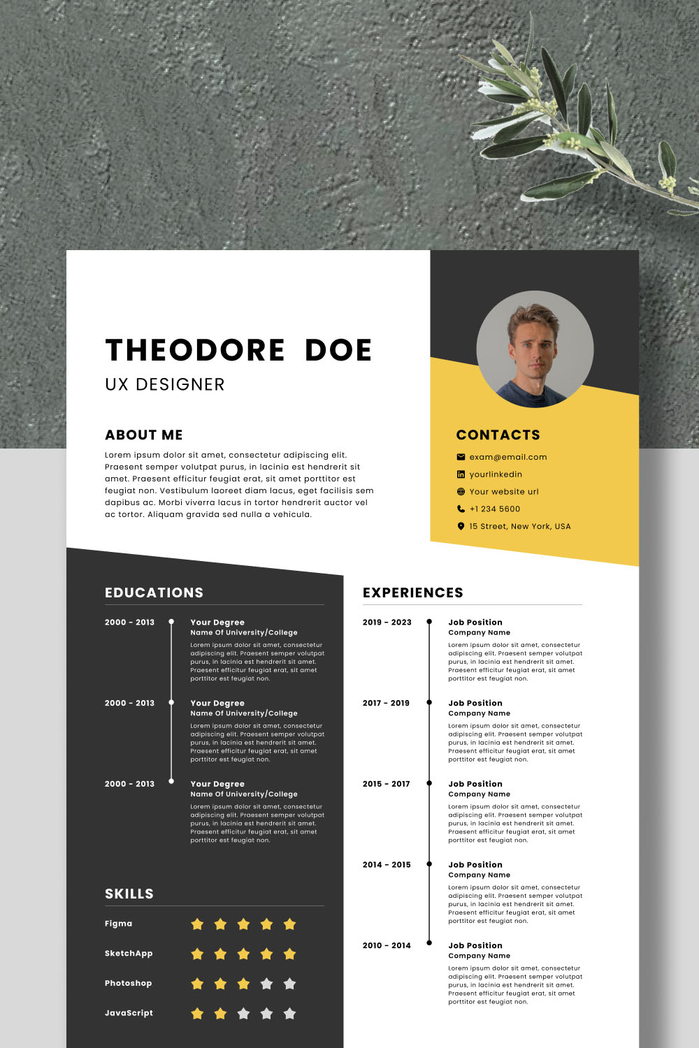 Modern Resume Template for Super Professional Career Advancement in MS Word pinterest preview image.